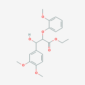 molecular formula C20H24O7 B2363698 Ethyl 3-(3,4-dimethoxyphenyl)-3-hydroxy-2-(2-methoxyphenoxy)propanoate CAS No. 94687-10-2