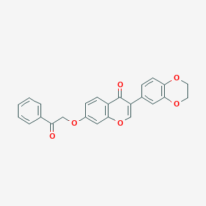 molecular formula C25H18O6 B2363700 3-(2,3-dihydro-1,4-benzodioxin-6-yl)-7-(2-oxo-2-phenylethoxy)-4H-chromen-4-one CAS No. 858763-23-2