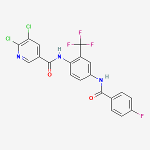 molecular formula C20H11Cl2F4N3O2 B2363701 5,6-dichloro-N-[4-[(4-fluorobenzoyl)amino]-2-(trifluoromethyl)phenyl]pyridine-3-carboxamide CAS No. 1365638-98-7