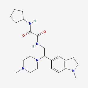 molecular formula C23H35N5O2 B2363705 N1-cyclopentyl-N2-(2-(1-methylindolin-5-yl)-2-(4-methylpiperazin-1-yl)ethyl)oxalamide CAS No. 922557-42-4