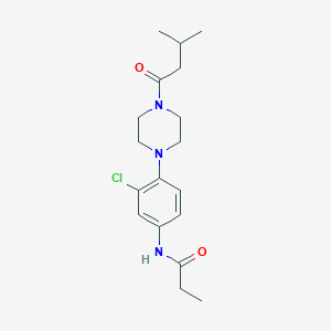 molecular formula C18H26ClN3O2 B236371 N-{3-chloro-4-[4-(3-methylbutanoyl)-1-piperazinyl]phenyl}propanamide 