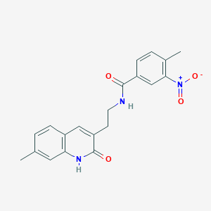molecular formula C20H19N3O4 B2363717 4-甲基-N-[2-(7-甲基-2-氧代-1H-喹啉-3-基)乙基]-3-硝基苯甲酰胺 CAS No. 851405-09-9