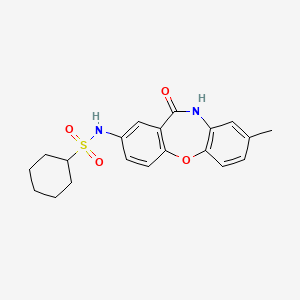 molecular formula C20H22N2O4S B2363718 N-(8-甲基-11-氧代-10,11-二氢二苯并[b,f][1,4]恶杂环-2-基)环己烷磺酰胺 CAS No. 922088-95-7