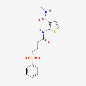molecular formula C16H18N2O4S2 B2363725 N-methyl-2-(4-(phenylsulfonyl)butanamido)thiophene-3-carboxamide CAS No. 922908-70-1