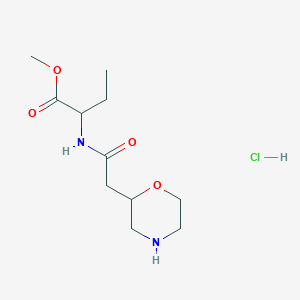 molecular formula C11H21ClN2O4 B2363731 Methyl 2-[(2-morpholin-2-ylacetyl)amino]butanoate;hydrochloride CAS No. 1584540-93-1