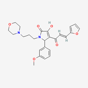 molecular formula C25H28N2O6 B2363735 (E)-4-(3-(furan-2-yl)acryloyl)-3-hydroxy-5-(3-methoxyphenyl)-1-(3-morpholinopropyl)-1H-pyrrol-2(5H)-one CAS No. 862315-35-3