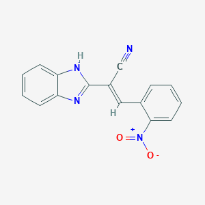 molecular formula C16H10N4O2 B236375 2-(1H-Benzoimidazol-2-yl)-3-(2-nitro-phenyl)-acrylonitrile CAS No. 131263-08-6