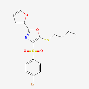 molecular formula C17H16BrNO4S2 B2363821 4-((4-Bromophenyl)sulfonyl)-5-(butylthio)-2-(furan-2-yl)oxazole CAS No. 850928-80-2