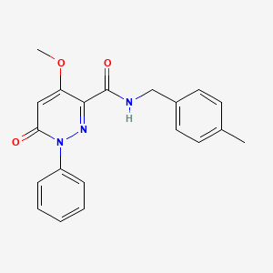 molecular formula C20H19N3O3 B2363825 4-methoxy-N-(4-methylbenzyl)-6-oxo-1-phenyl-1,6-dihydropyridazine-3-carboxamide CAS No. 1004640-02-1