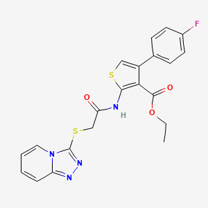 molecular formula C21H17FN4O3S2 B2363833 Ethyl 2-(2-([1,2,4]triazolo[4,3-a]pyridin-3-ylthio)acetamido)-4-(4-fluorophenyl)thiophene-3-carboxylate CAS No. 300559-71-1