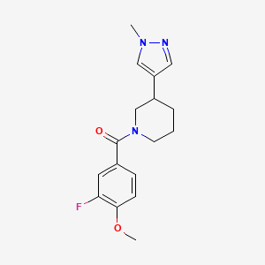 molecular formula C17H20FN3O2 B2363836 (3-Fluoro-4-methoxyphenyl)-[3-(1-methylpyrazol-4-yl)piperidin-1-yl]methanone CAS No. 2309574-52-3