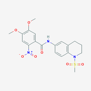 molecular formula C19H21N3O7S B2363847 4,5-dimethoxy-N-(1-(methylsulfonyl)-1,2,3,4-tetrahydroquinolin-6-yl)-2-nitrobenzamide CAS No. 941882-65-1