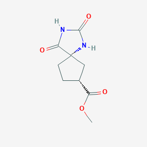 molecular formula C9H12N2O4 B2363850 Methyl (5S,8R)-2,4-dioxo-1,3-diazaspiro[4.4]nonane-8-carboxylate CAS No. 2377004-96-9