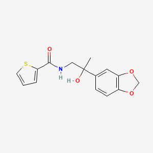 molecular formula C15H15NO4S B2363855 N-(2-(苯并[d][1,3]二氧杂环-5-基)-2-羟基丙基)噻吩-2-甲酰胺 CAS No. 1396786-05-2