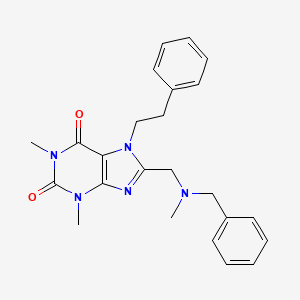 molecular formula C24H27N5O2 B2363870 8-{[benzyl(methyl)amino]methyl}-1,3-dimethyl-7-(2-phenylethyl)-3,7-dihydro-1H-purine-2,6-dione CAS No. 587003-68-7