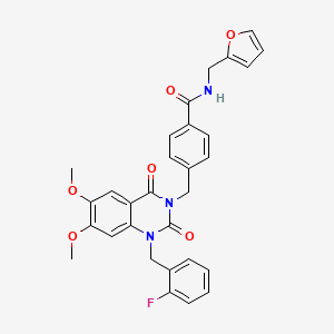 molecular formula C30H26FN3O6 B2363883 4-((1-(2-fluorobenzyl)-6,7-dimethoxy-2,4-dioxo-1,2-dihydroquinazolin-3(4H)-yl)methyl)-N-(furan-2-ylmethyl)benzamide CAS No. 1189861-40-2