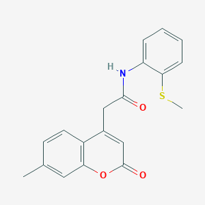 molecular formula C19H17NO3S B2363888 2-(7-甲基-2-氧代-2H-色烯-4-基)-N-(2-(甲硫基)苯基)乙酰胺 CAS No. 919856-64-7