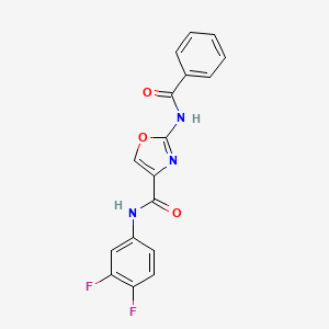 molecular formula C17H11F2N3O3 B2363895 2-苯甲酰胺基-N-(3,4-二氟苯基)恶唑-4-甲酰胺 CAS No. 1286721-04-7
