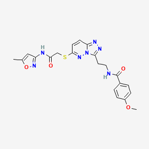 molecular formula C21H21N7O4S B2363898 4-methoxy-N-(2-(6-((2-((5-methylisoxazol-3-yl)amino)-2-oxoethyl)thio)-[1,2,4]triazolo[4,3-b]pyridazin-3-yl)ethyl)benzamide CAS No. 872996-15-1