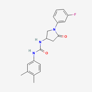 molecular formula C19H20FN3O2 B2363922 1-(3,4-Dimethylphenyl)-3-[1-(3-fluorophenyl)-5-oxopyrrolidin-3-yl]urea CAS No. 894031-67-5