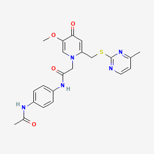molecular formula C22H23N5O4S B2363935 N-(4-acetamidophenyl)-2-(5-methoxy-2-(((4-methylpyrimidin-2-yl)thio)methyl)-4-oxopyridin-1(4H)-yl)acetamide CAS No. 920409-67-2