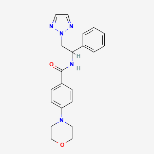molecular formula C21H23N5O2 B2363941 4-吗啉基-N-(1-苯基-2-(2H-1,2,3-三唑-2-基)乙基)苯甲酰胺 CAS No. 2309752-69-8