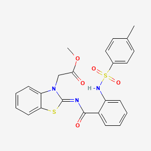 molecular formula C24H21N3O5S2 B2363944 Methyl 2-[2-[2-[(4-methylphenyl)sulfonylamino]benzoyl]imino-1,3-benzothiazol-3-yl]acetate CAS No. 897734-14-4