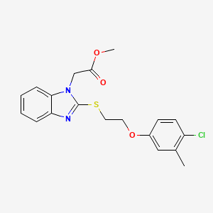 molecular formula C19H19ClN2O3S B2363945 2-{2-[2-(4-氯-3-甲基苯氧基)乙硫基]苯并咪唑基}乙酸甲酯 CAS No. 919974-85-9