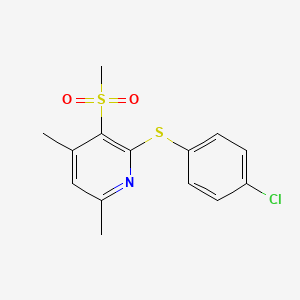 molecular formula C14H14ClNO2S2 B2363952 2-[(4-氯苯基)硫代]-4,6-二甲基-3-吡啶基甲基砜 CAS No. 339016-93-2
