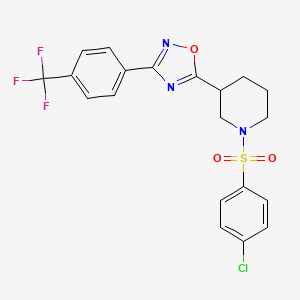 molecular formula C20H17ClF3N3O3S B2363953 1-[(4-氯苯基)磺酰基]-3-{3-[4-(三氟甲基)苯基]-1,2,4-恶二唑-5-基}哌啶 CAS No. 1019142-42-7
