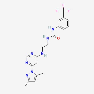 molecular formula C19H20F3N7O B2363957 1-(2-((6-(3,5-二甲基-1H-吡唑-1-基)嘧啶-4-基)氨基)乙基)-3-(3-(三氟甲基)苯基)脲 CAS No. 1172251-51-2