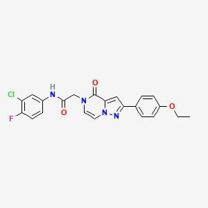 molecular formula C22H18ClFN4O3 B2363963 N-(3-chloro-4-fluorophenyl)-2-[2-(4-ethoxyphenyl)-4-oxopyrazolo[1,5-a]pyrazin-5(4H)-yl]acetamide CAS No. 941981-43-7