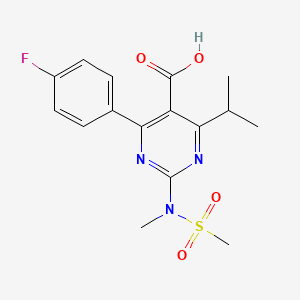 molecular formula C16H18FN3O4S B2363972 4-(4-Fluorophenyl)-6-isopropyl-2-[(n-methyl-n-methylsufonyl)amino]pyrimidine-5-carboxylic acid CAS No. 1263475-93-9