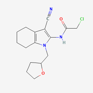 2-chloro-N-[3-cyano-1-(oxolan-2-ylmethyl)-4,5,6,7-tetrahydro-1H-indol-2-yl]acetamide