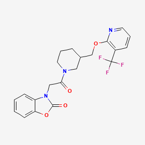 3-[2-Oxo-2-[3-[[3-(trifluoromethyl)pyridin-2-yl]oxymethyl]piperidin-1-yl]ethyl]-1,3-benzoxazol-2-one