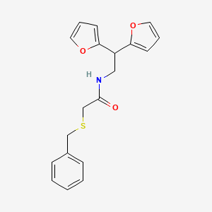 2-(benzylthio)-N-(2,2-di(furan-2-yl)ethyl)acetamide