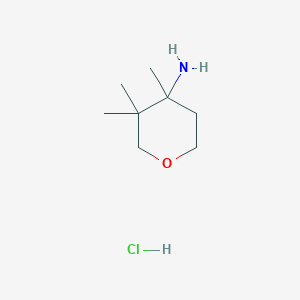 B2363996 3,3,4-Trimethyloxan-4-amine;hydrochloride CAS No. 2416235-54-4