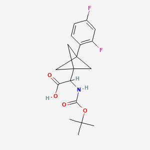 B2364001 2-[3-(2,4-Difluorophenyl)-1-bicyclo[1.1.1]pentanyl]-2-[(2-methylpropan-2-yl)oxycarbonylamino]acetic acid CAS No. 2287263-31-2