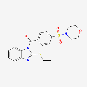 molecular formula C20H21N3O4S2 B2364007 (2-(乙硫基)-1H-苯并[d]咪唑-1-基)(4-(吗啉磺酰基)苯基)甲苯酮 CAS No. 496777-80-1