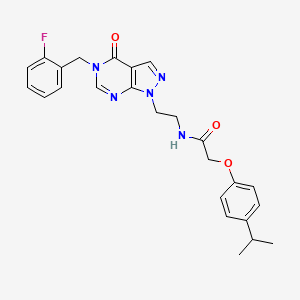 molecular formula C25H26FN5O3 B2364011 N-(2-(5-(2-氟苄基)-4-氧代-4,5-二氢-1H-吡唑并[3,4-d]嘧啶-1-基)乙基)-2-(4-异丙基苯氧基)乙酰胺 CAS No. 922010-09-1
