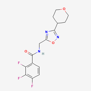 molecular formula C15H14F3N3O3 B2364013 2,3,4-三氟-N-((3-(四氢-2H-吡喃-4-基)-1,2,4-恶二唑-5-基)甲基)苯甲酰胺 CAS No. 2034535-92-5
