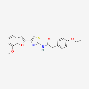 molecular formula C22H20N2O4S B2364014 2-(4-乙氧基苯基)-N-(4-(7-甲氧基苯并呋喃-2-基)噻唑-2-基)乙酰胺 CAS No. 921526-10-5