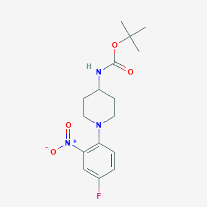 molecular formula C16H22FN3O4 B2364026 叔丁基 1-(4-氟-2-硝基苯基)哌啶-4-基氨基甲酸酯 CAS No. 885115-60-6