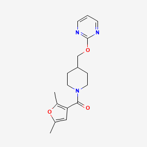 B2364027 (2,5-Dimethylfuran-3-yl)-[4-(pyrimidin-2-yloxymethyl)piperidin-1-yl]methanone CAS No. 2379978-11-5