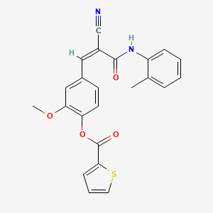 molecular formula C23H18N2O4S B2364045 [4-[(Z)-2-Cyano-3-(2-methylanilino)-3-oxoprop-1-enyl]-2-methoxyphenyl] thiophene-2-carboxylate CAS No. 303785-92-4