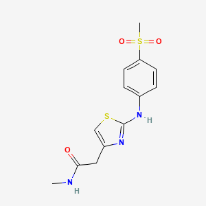 molecular formula C13H15N3O3S2 B2364046 N-methyl-2-(2-((4-(methylsulfonyl)phenyl)amino)thiazol-4-yl)acetamide CAS No. 1105217-88-6