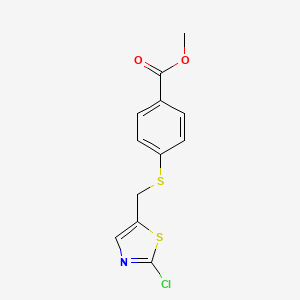 molecular formula C12H10ClNO2S2 B2364047 4-{[(2-氯-1,3-噻唑-5-基)甲基]硫代}苯甲酸甲酯 CAS No. 866039-49-8