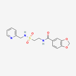 molecular formula C16H17N3O5S B2364048 N-(2-(N-(pyridin-2-ylmethyl)sulfamoyl)ethyl)benzo[d][1,3]dioxole-5-carboxamide CAS No. 899740-44-4