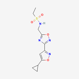 molecular formula C11H14N4O4S B2364058 N-((3-(5-cyclopropylisoxazol-3-yl)-1,2,4-oxadiazol-5-yl)methyl)ethanesulfonamide CAS No. 1904227-67-3