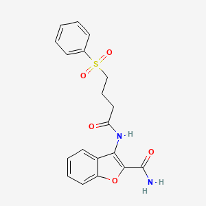 molecular formula C19H18N2O5S B2364069 3-(4-(苯磺酰基)丁酰胺基)苯并呋喃-2-甲酰胺 CAS No. 941966-89-8